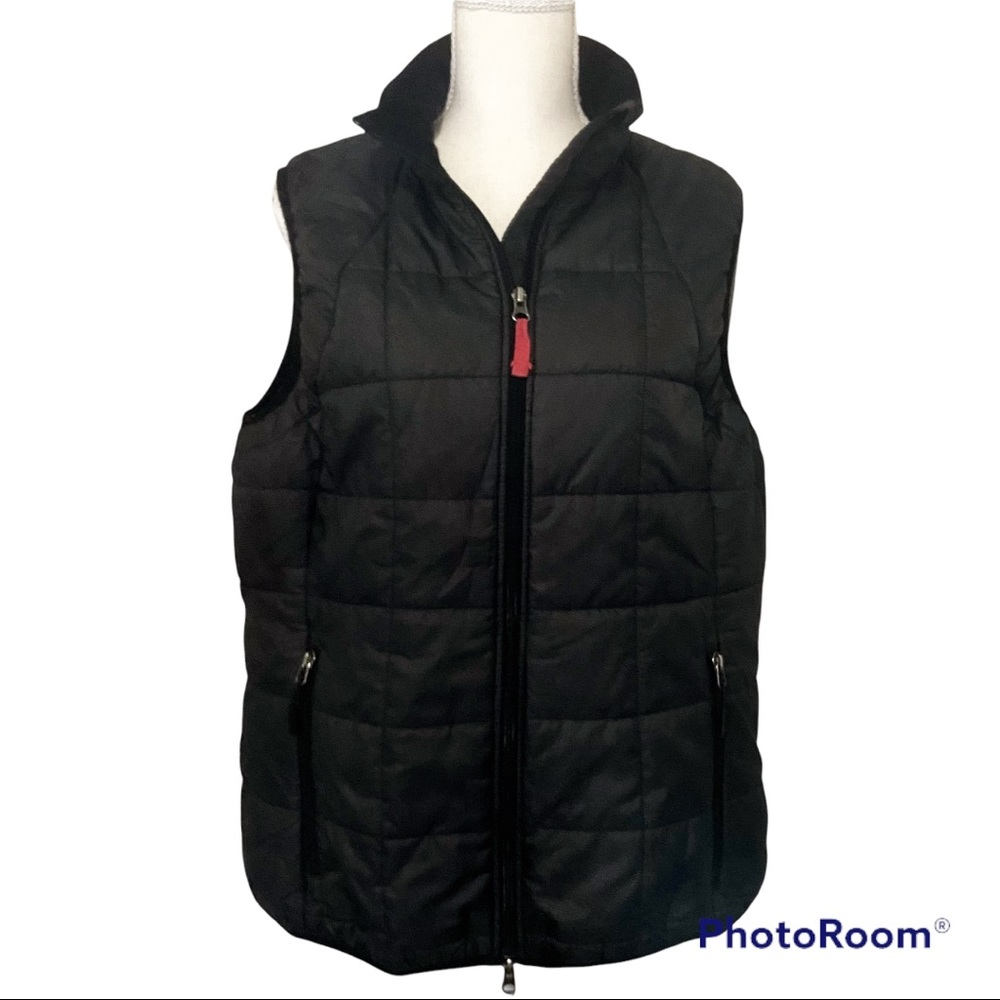 LANDS END - Black Square Quilted Puffer Vest Coat - XL